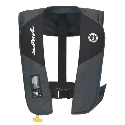 Gray inflatable vest with Sea Ray logo