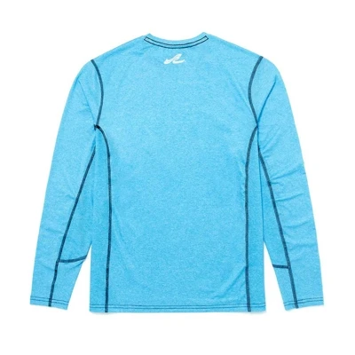 Image of a light blue performance shirt with white Sea Ray logo