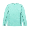 Image of a seafoam performance shirt with teal Sea Ray logo