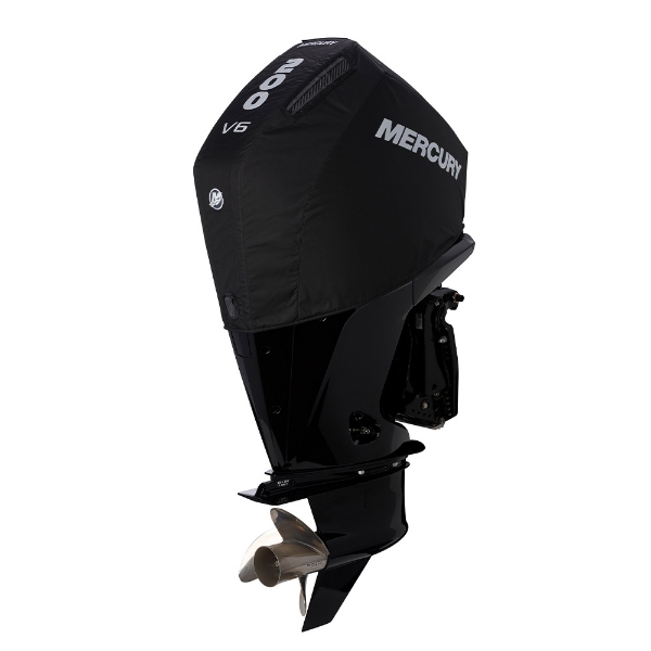 Black Mercury Breathable Engine Cover - 175-225hp, 3.4L V6 2018-2024 Front Product Image on white background