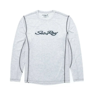 White Heather Performance Long Sleeve Product Image with Sea Ray logo on the front