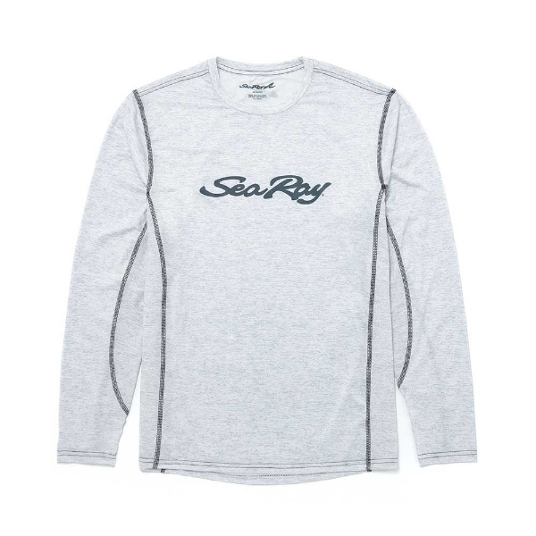 White Heather Performance Long Sleeve Product Image with Sea Ray logo on the front