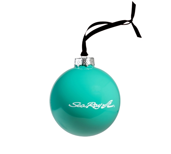 Image of the Sea Ray Ball Ornament with white Sea Ray logo