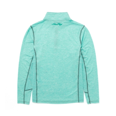 Sea Foam Heather Performance Quarter Zip Front Product Image with the Sea Ray logo on the left chest