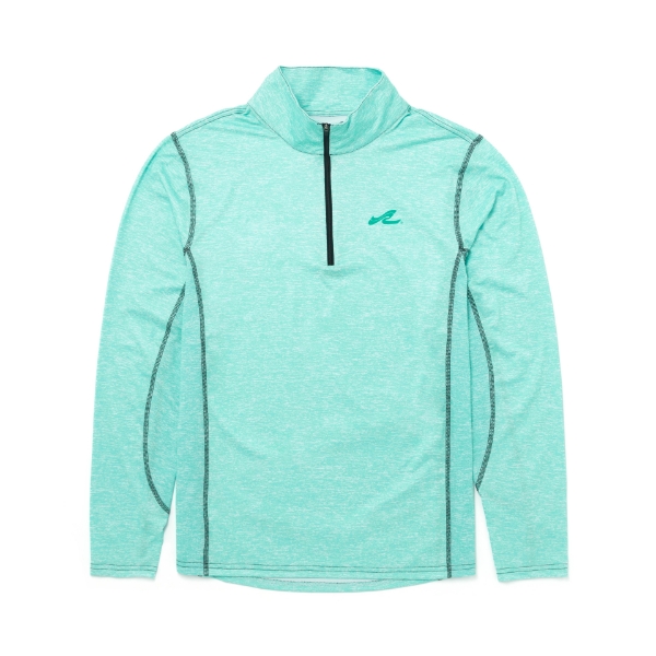 Sea Foam Heather Performance Quarter Zip Front Product Image with the Sea Ray logo on the left chest