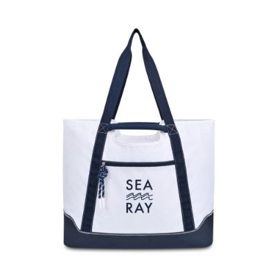 Sea Ray Suncrest Tote – Oversized Nautical Carryall with Pockets and Water-Resistant Base