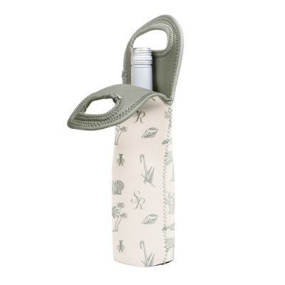 Sea Ray Nautical Wine Tote – Insulated Neoprene Single-Bottle Carrier with Coastal Print