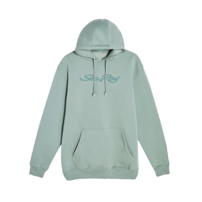 Sea Ray Driftwood Hoodie in sage green with logo on chest, front view