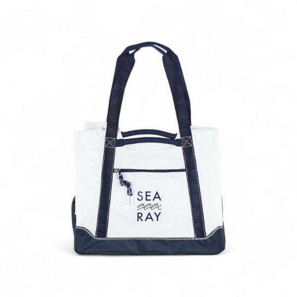 Sea Ray Suncrest Tote – Oversized Nautical Carryall with Pockets and Water-Resistant Base