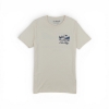 Front view of Scenic Route Tee in cream with small scenic wave logo on chest