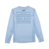 Make Waves Performance Shirt in light blue featuring large Sea Ray ‘Making Waves’ and wave graphics across the back.