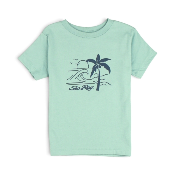 Front of Sea Ray Youth Coastal Tee showing Sea Ray beach graphic